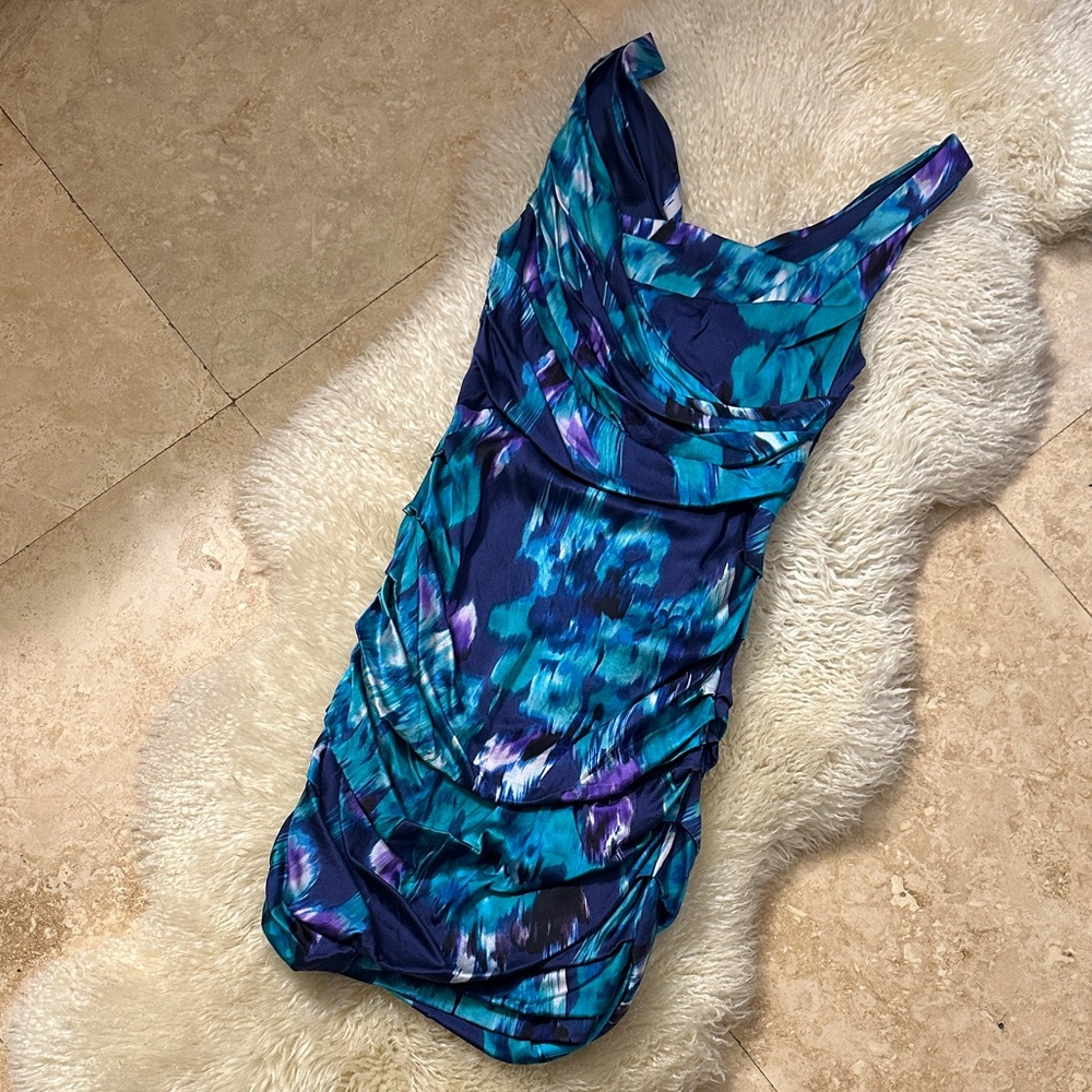 Express Vibrant Blue and Teal Dress